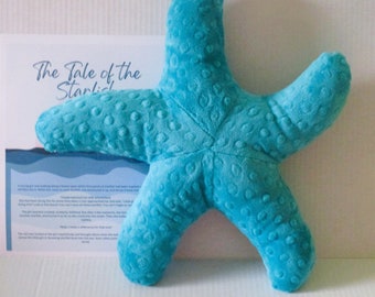 Teal Minky Starfish Pillow: Nautical Coastal Decor, Friend Gift