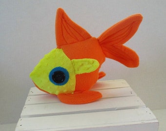 Orange Goldfish Plushie: Fleece Fish Toy, Nautical Nursery Decor