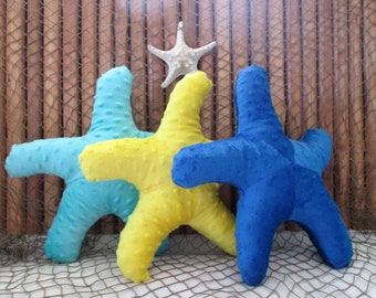 Nautical decor, starfish pillow, minky dot starfish, coastal living, beach house pillows, sea star pillow, beach pillows