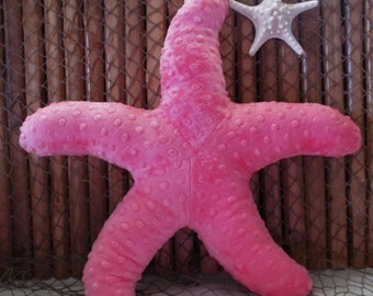Starfish pillow, coral colored starfish pillow, beach house pillows, nautical decor, nautical nursery, coastal living, nautical bedding