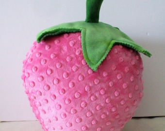 Minky Dot Strawberry Pillow: 3D Novelty Fruit Pillow