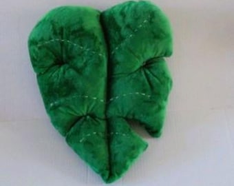Green Minky Monstera Leaf Pillow: Tropical Home Decor