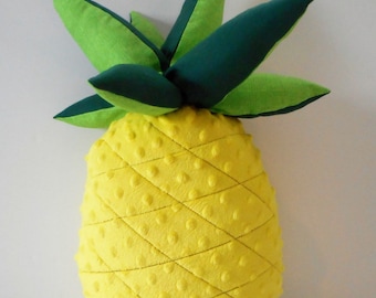Minky Dot Pineapple Pillow, Novelty Fruit Plush, Housewarming Gift