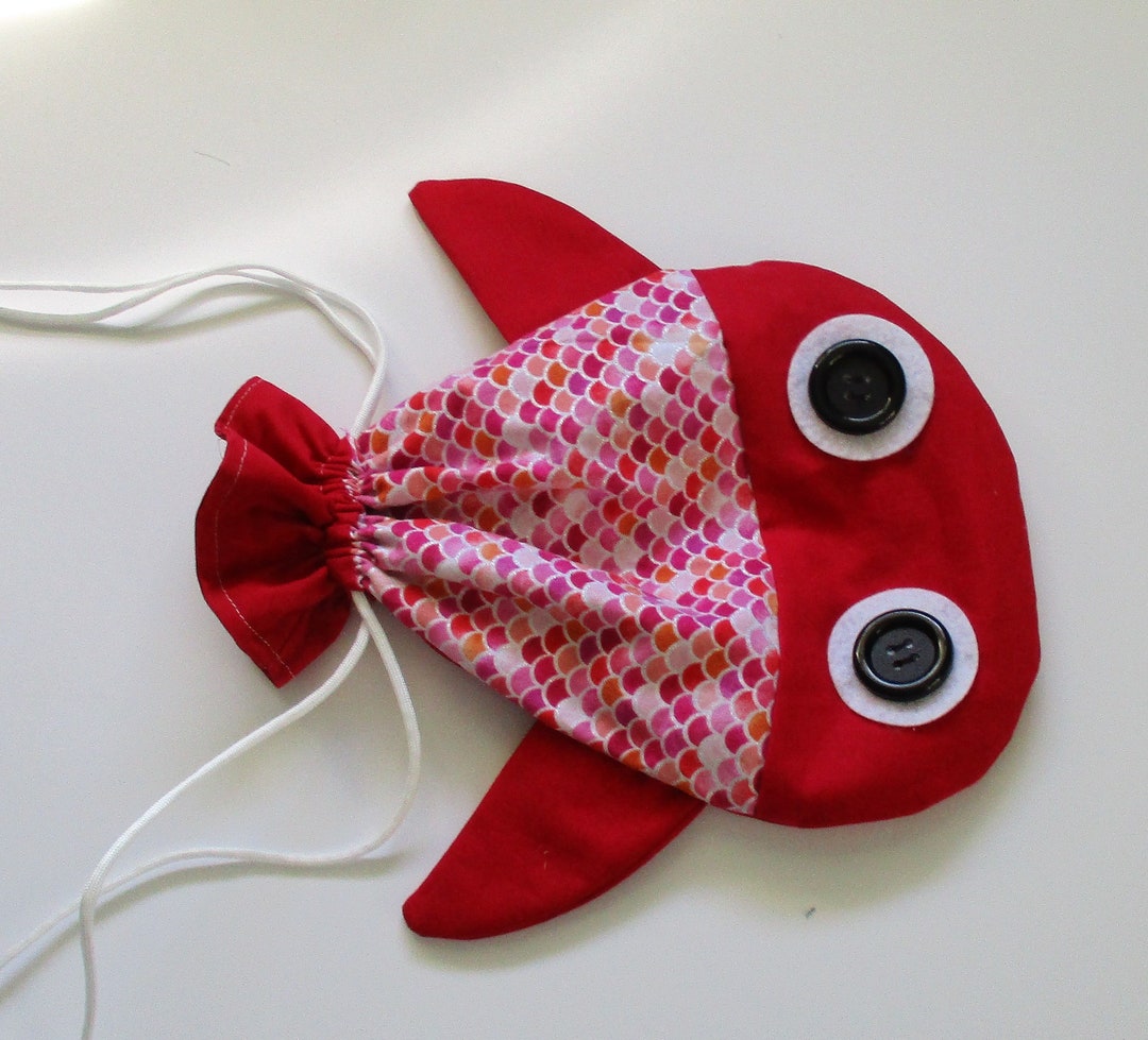 Fish Bag, Fish Gift, Fish Drawstring Pouch, Fish Lover Gift, Coin Purse