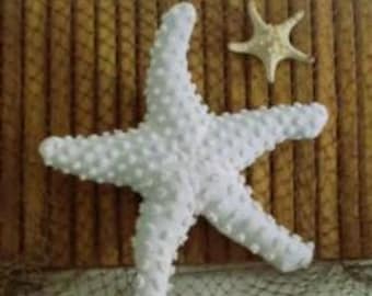 Upcycled Chenille Starfish Pillow: Nautical Coastal Decor