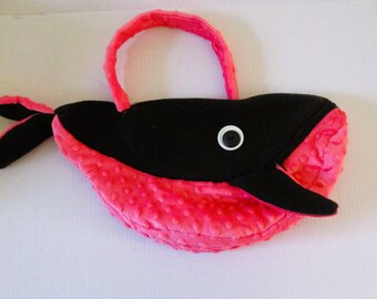 3D Whale Diaper Bag: Fleece & Minky Toy Bag