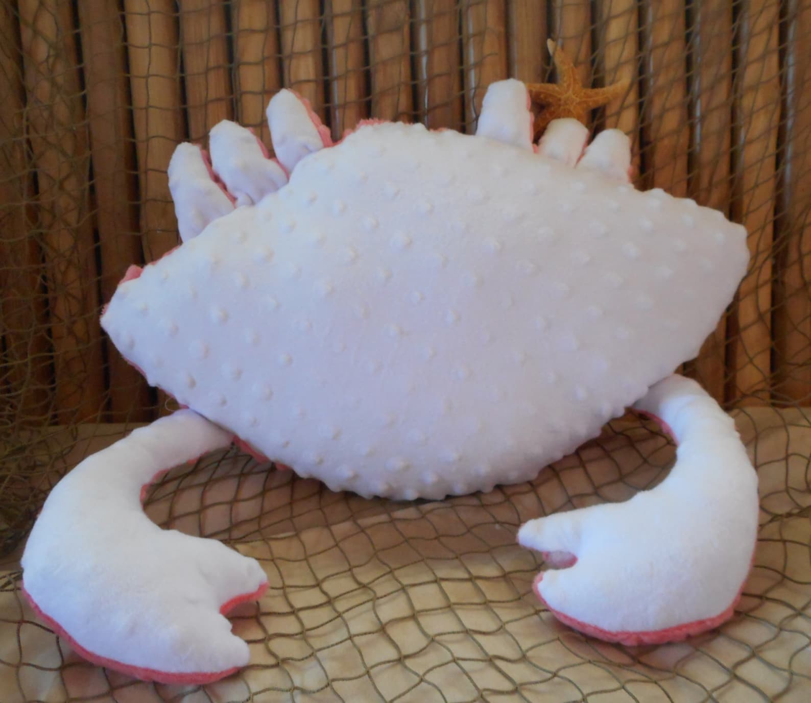 Wood Beaded Pillow- Crab main image 1