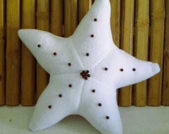 Christmas Star Pillow, Beaded Fleece Holiday Decor