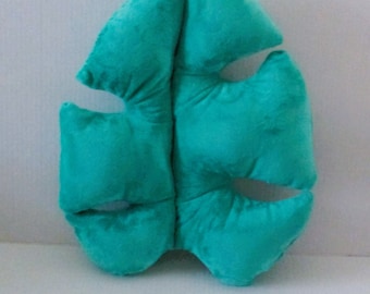 Seafoam Green Minky Monstera Leaf Pillow: Tropical Decor