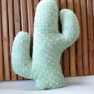 Cactus pillow, minky plush cactus pillow, throw cushion, southwest nursery, mint green cactus, stuffed cactus, plush cactus