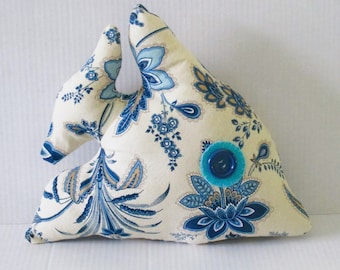 Angelfish Pillow: Blue Floral Nautical Baby Decor (12x12 inches)