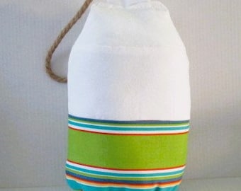 Canvas Buoy Pillow, Nautical Striped Decor, Beach House Accent