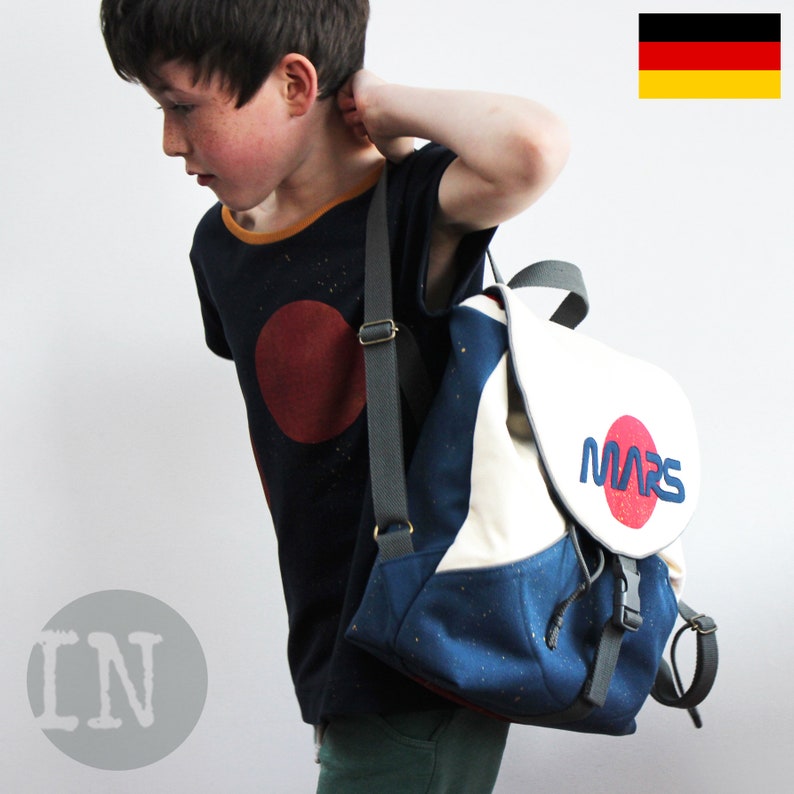 Planet Spaceship Pattern Print Backpack main image 0