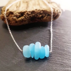 Blue Sea Glass Jewelry, Beach Glass Necklace, Beach Lover Gift, Gift For Her, Sea Glass Necklace, Something Blue, Blue Seaglass, Sky Blue