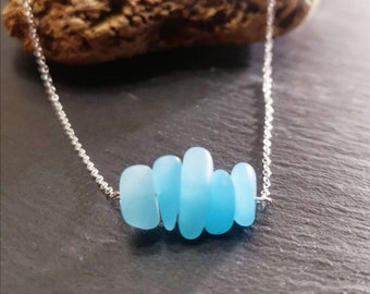 Blue Sea Glass Jewelry, Beach Glass Necklace, Beach Lover Gift, Gift For Her, Sea Glass Necklace, Something Blue, Blue Seaglass, Sky Blue