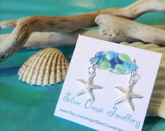 Starfish Earrings, Silver Earrings, Starfish Jewelry, Beach Lover Gift, Silver Starfish Earrings, Boho Jewelry, Ocean Jewellery, Beach Style
