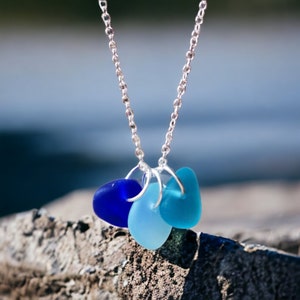 Sea Glass Necklace, Sea Glass Choker Necklace, Layering Necklace, Beach Glass Necklace, Sea Glass Jewellery, Blue Sea Glass Necklace, Beach
