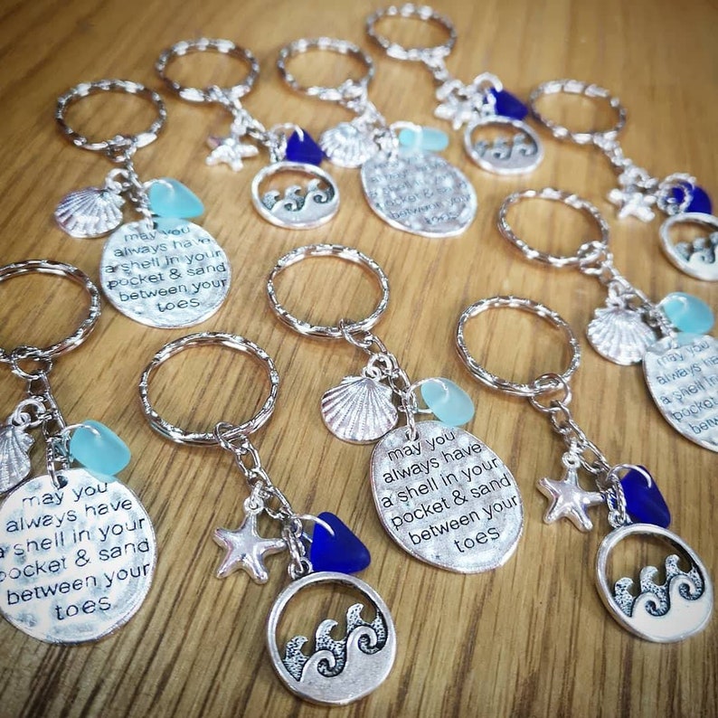 Sea Glass Keyring Sea Glass Jewelry Surf Keyring Wave Etsy