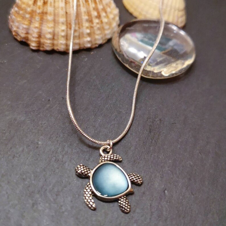 Blue Sea Turtle Necklace Turtle Jewellery Turtle Pendant Etsy