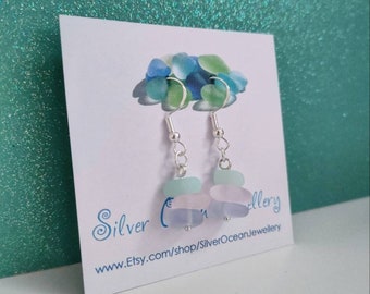 Sea Glass Dangle Earrings | Beach Glass | Mermaid Jewellery | Beachy Jewellery | Beach Glass Earrings | Sea Glass Beads | Beach Lover Gift