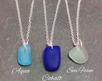 YOUR CHOICE | Single Sea Glass Necklace, Sea Glass Pendant, Blue Sea Glass, Sea Glass Jewellery, Beach Glass Necklace, Layering Necklace