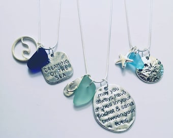 Sea Glass Necklace, Beach Glass Jewellery, Beach Lover Gift, Dreaming of the Sea, Sea Glass Jewelry, Gift For Her, Surfer Necklace, Seaglass