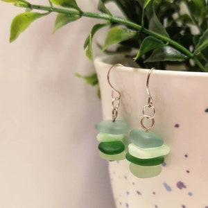 Green Bottle Sea Glass Jewelry | Sea Glass Earrings | Sea Glass Jewellery | Coke Bottle Sea Glass | Beach Lover Gift, Gift For Her, Earrings