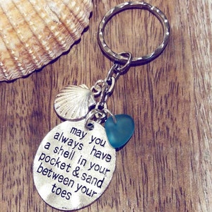 Sea Glass Keychain - Beach Themed Car Keys Accessory Ocean Lover Gift Idea