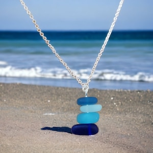 Sea Glass Necklace, Sea Glass Jewellery | Aqua & Cobalt, Sea Glass Jewelry | Beach Glass | Something Blue | Natural Jewellery | Gift For Her