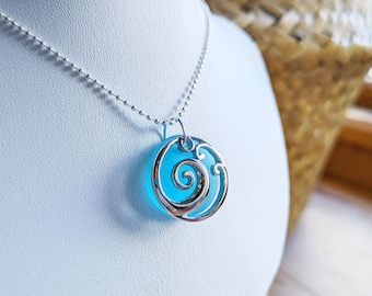 Aqua Sea Glass Necklace | Sea Glass Jewelry | Beach Glass Necklace | Beach Glass Jewellery | Beach Lover Gift | Sea Glass Jewellery
