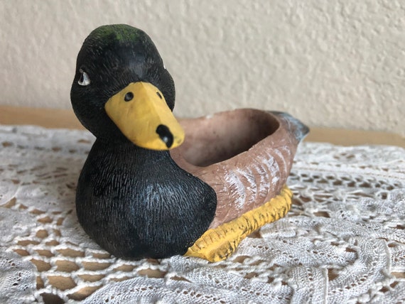 A Small Rustic Duck Shaped Figurine/Dish See Desc… - image 1