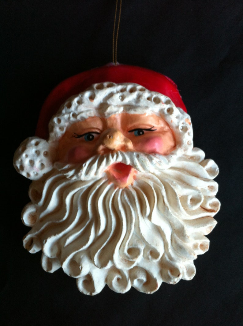 A Paper Mache Santa Face Wall Decor Made In Taiwan Republic Of China
