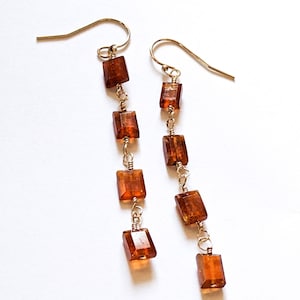 Orange Kyanite Gold Chain Earring