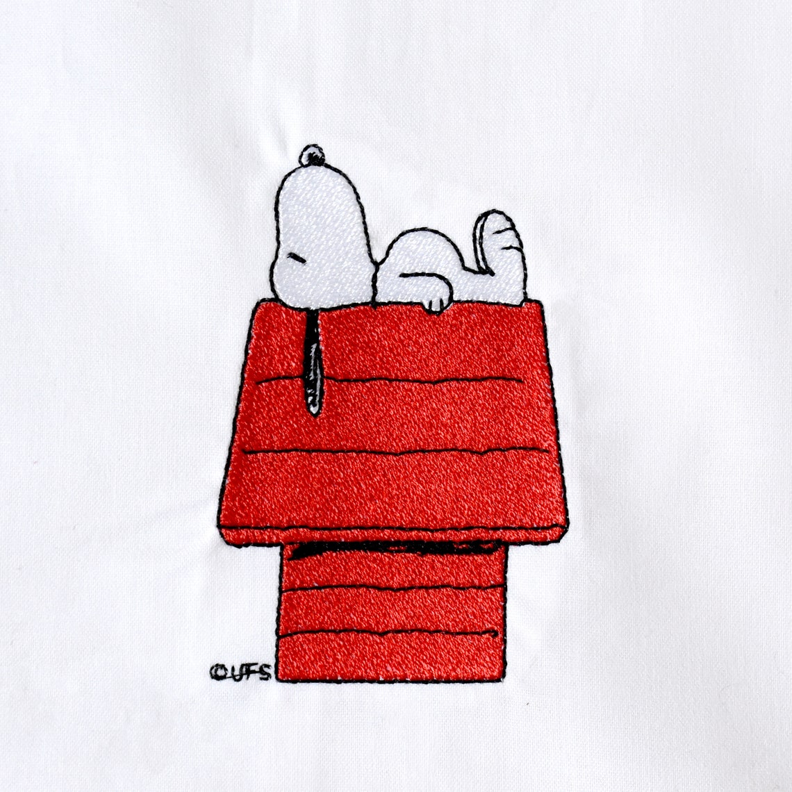 Snoopy Lying On Top Of His Doghouse With Woodstock