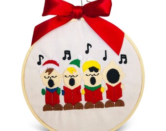 Ornament - Embroidered Singing Carolers Holiday Christmas Keepsake Ornament