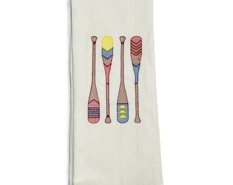 Embroidered Wooden Paddles Lake Life Kitchen Towel Guest Towel Tea Towel Linen Housewarming Hostess Gift Home