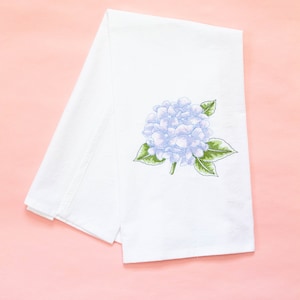 Embroidered Hydrangea Blooms Spring Home Kitchen Towel Bathroom Towel Guest Towel Tea Towel Cotton Housewarming Hostess Gift