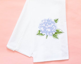 Embroidered Hydrangea Blooms Spring Home Kitchen Towel Bathroom Towel Guest Towel Tea Towel Cotton Housewarming Hostess Gift