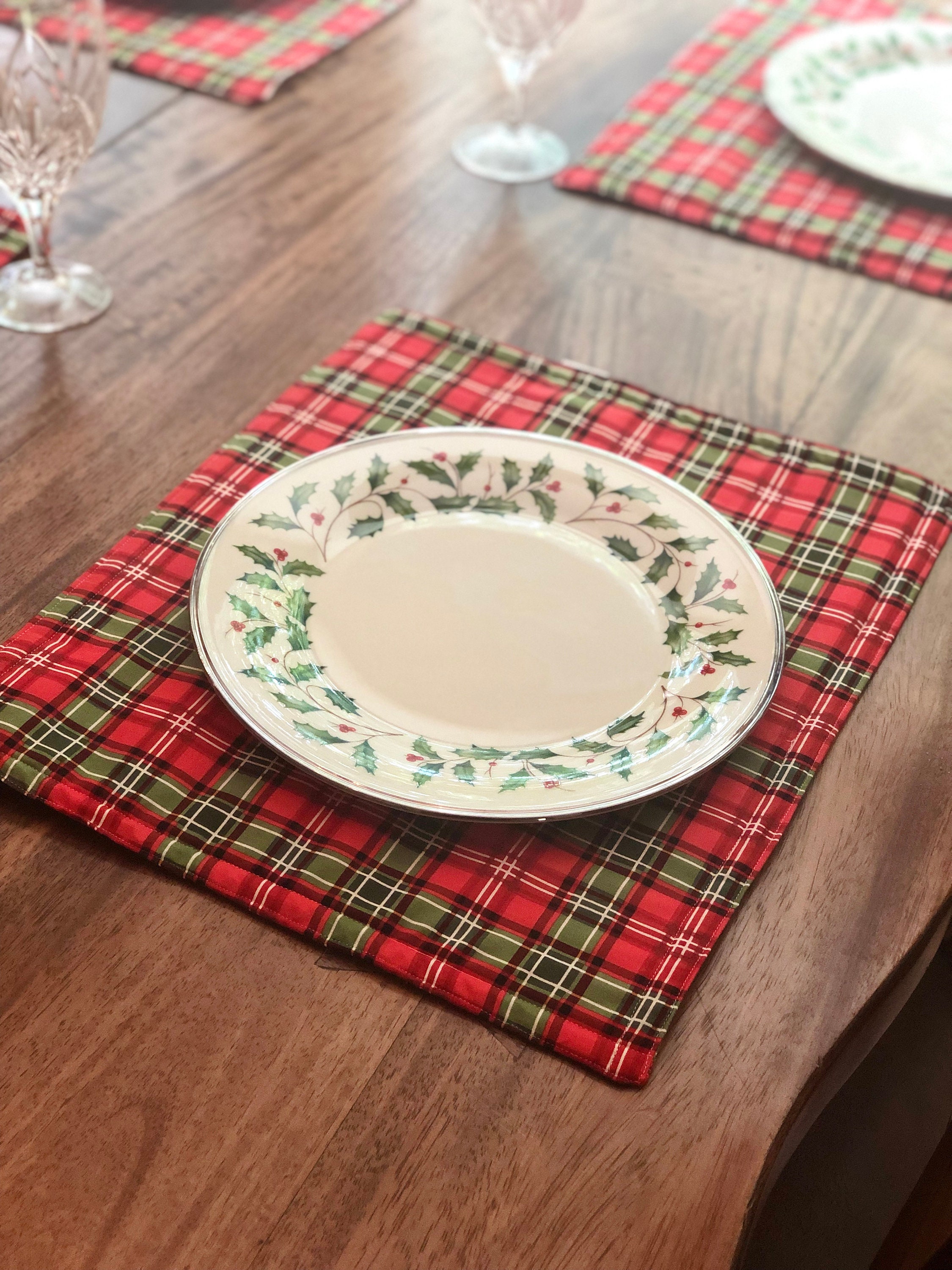 Christmas Holiday Seasonal Plaid Winter Handmade Tabletop Cotton