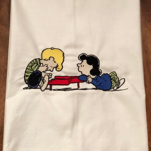 Embroidered Lucy & Schroeder Snoopy Peanuts at Piano Home Kitchen Bathroom Towel Guest Towel Cotton Housewarming Hostess Wedding Friend Gift