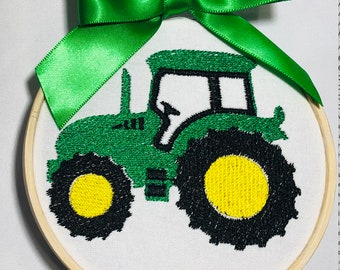Ornament - Embroidered Green Tractor Equipment Holiday Christmas Keepsake