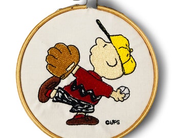 Ornament - Embroidered Charlie Brown Baseball Peanuts Snoopy Holiday Christmas Keepsake