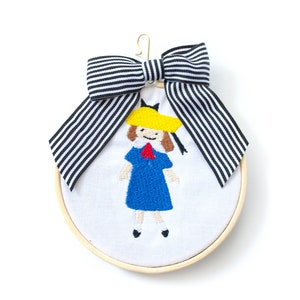 Ornament - Embroidered Madeline Girl Book Holiday Christmas Keepsake