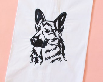 Embroidered German Shepherd Home Kitchen Towel Bathroom Towel Guest Towel Tea Towel Cotton Housewarming Hostess Gift