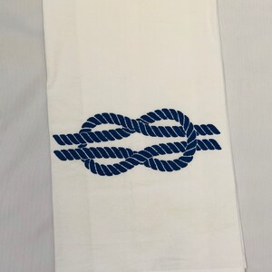 Embroidered Nautical Knot Flour Sack Dish Towel Decorative Kitchen Towel Guest Towel Tea Towel Linen Housewarming Hostess Gift image 2