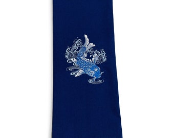 Towel - Chinoiserie Koi Fish Embroidered Design Kitchen Bath Home Decor