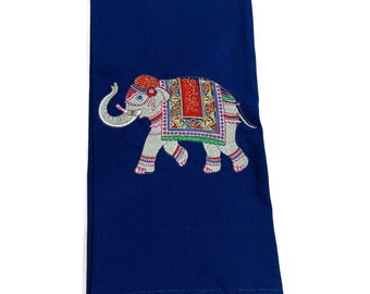 Towel - Chinoiserie Moroccan Elephant Embroidered Design Kitchen Bath Home Decor