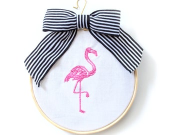 Ornament - Embroidered Flamingo Christmas Keepsake