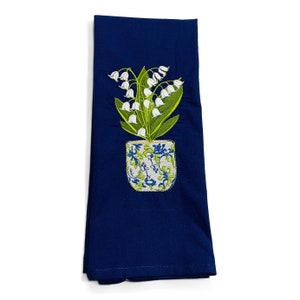 Embroidered Lilies of the Valley Towel Bathroom Kitchen Decor