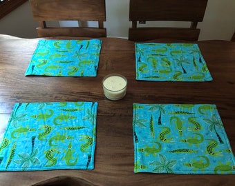 Handmade Double Sided Alligator Tropical Nautical Beach Cotton Placemat